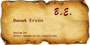 Benek Ervin névjegykártya